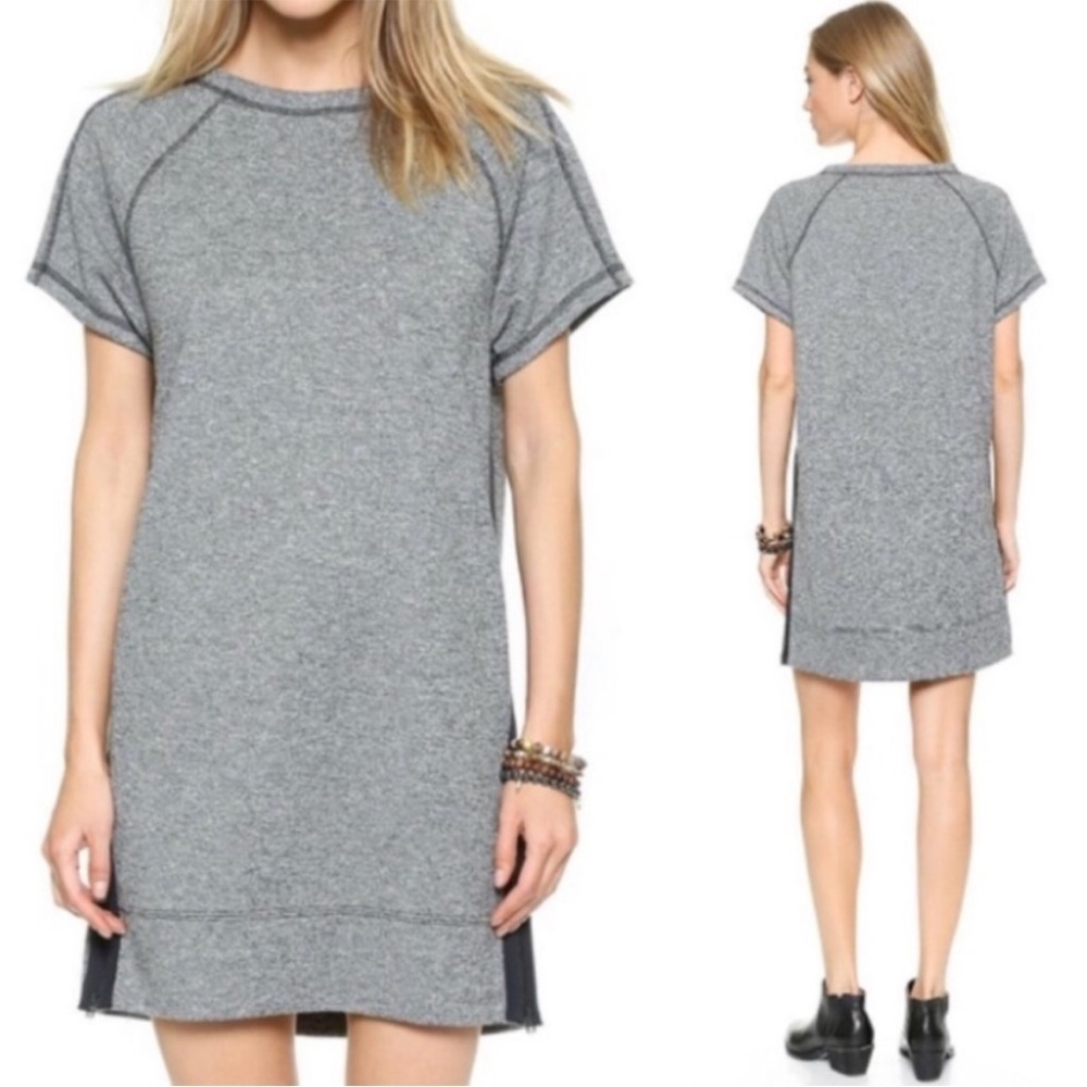 MADEWELL Panorama SZ S Marled Gray Tunic Dress Pockets Side Slit Travel Concert